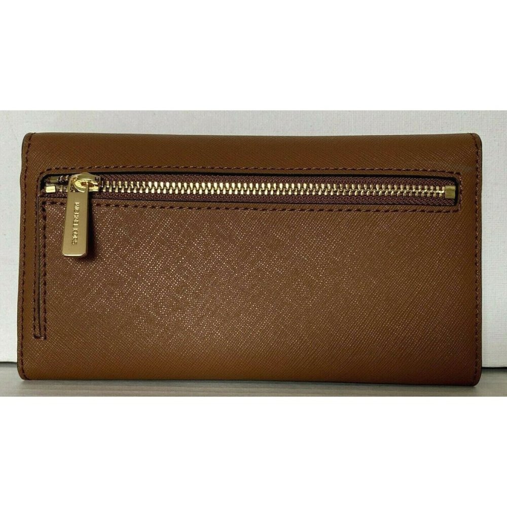 New Michael Kors Jet Set Travel Large Trifold Wallet Leather Luggage - Picture 4 of 4